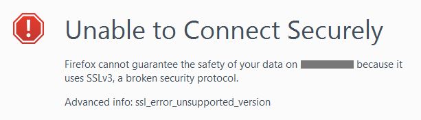 Firefox 中出现的“Unable to Connect Securely”SSLv3错误是什么意思？