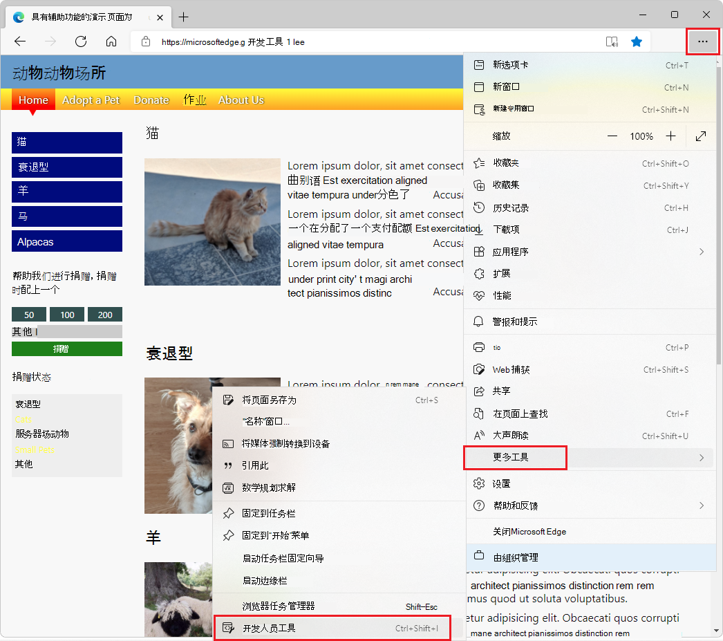 Microsoft Edge浏览器内置Web开发工具——DevTools打开与关闭方式说明